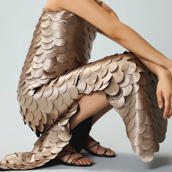 Anthropologie Dresses & Skirts - SAU- NWT Square Neckline Metallic Textured Midi Dress